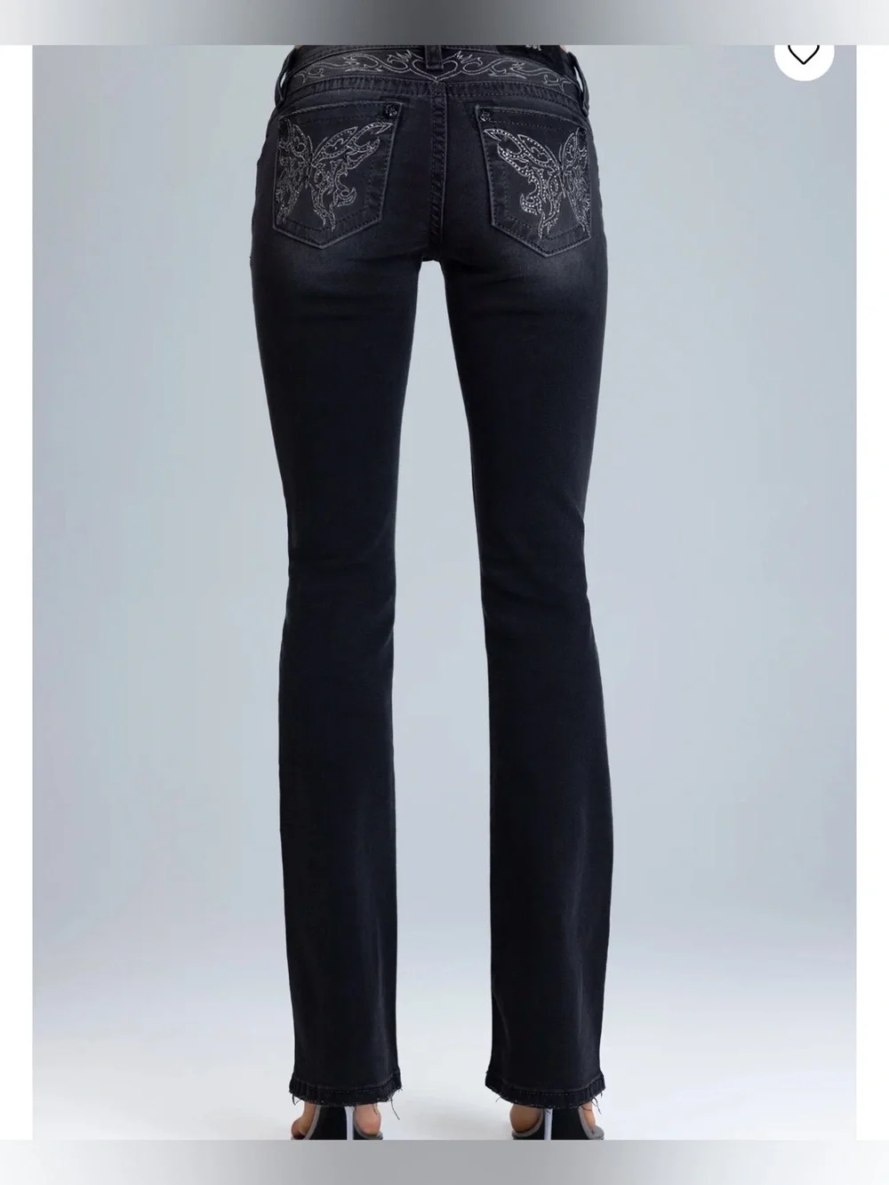 Miss Me Risa Black Bootcut Jeans with Embellished Butterfly Pocket